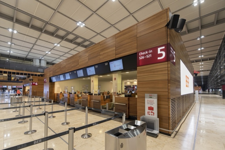 Check-in counters inside BER Terminal 1.