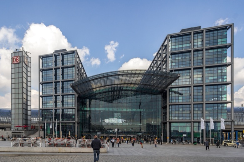 Berlin Hauptbahnhof exterior, a central final-day anchor.