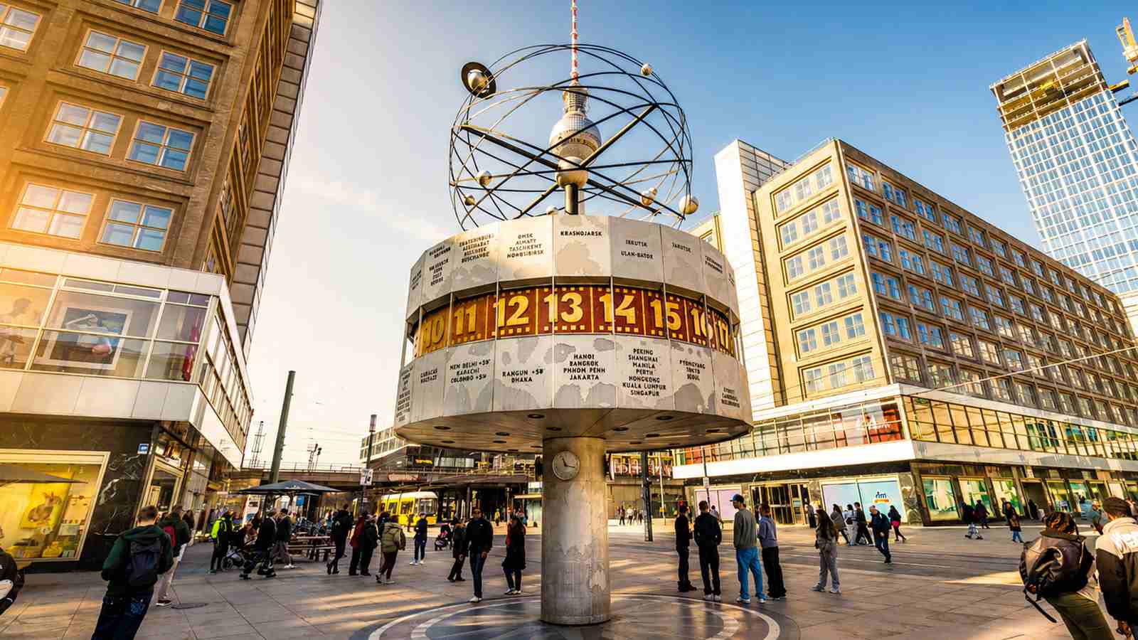 Alexanderplatz World Clock under a blue sky