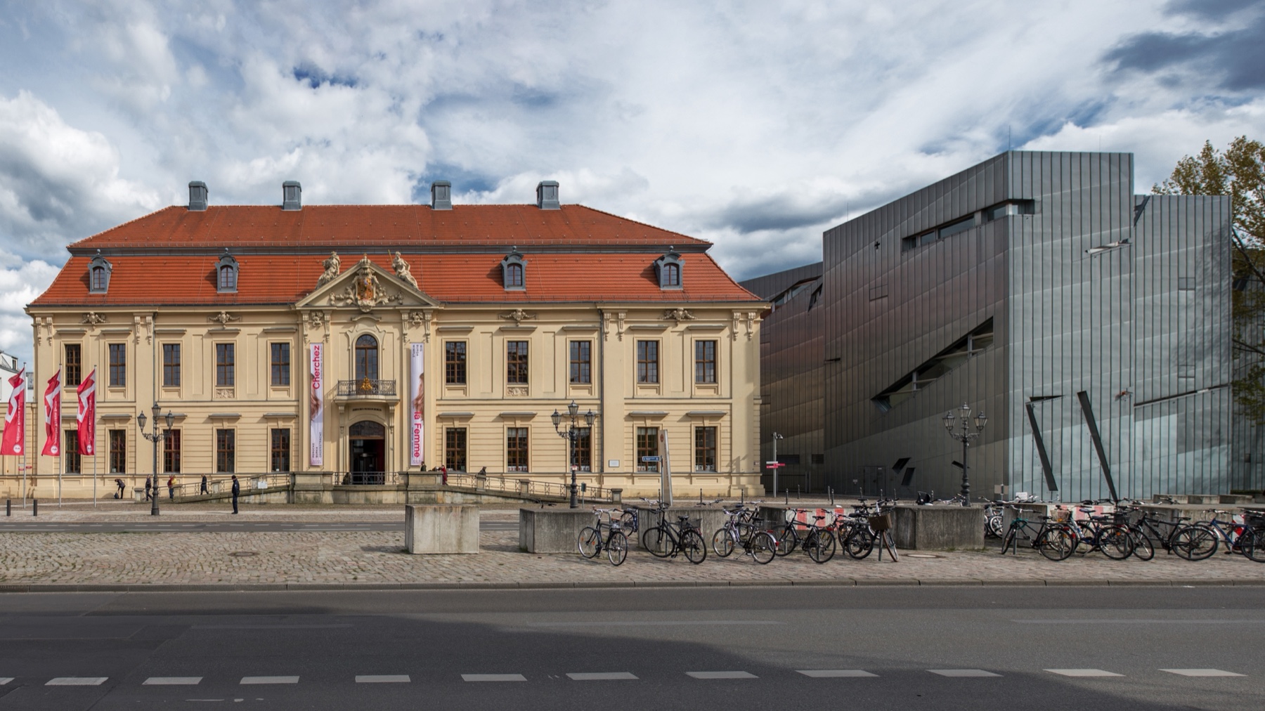 Jewish Museum Berlin with the Baroque Kollegienhaus and the zinc-clad Libeskind building