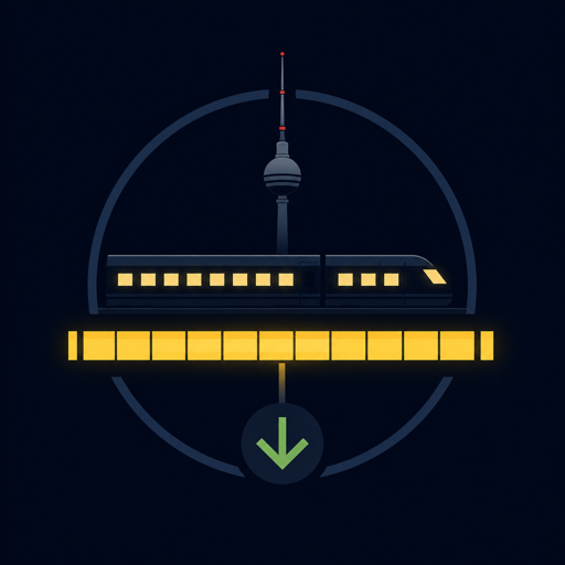 A night train above a warm yellow time rail